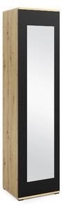 Šatní skříň se zrcadlem, 45 cm Barva dřeva: Dub Artisan/Černá