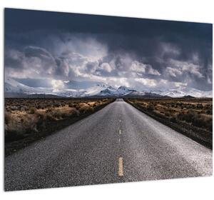 Skleněný obraz cesty v poušti (70x50 cm)