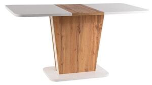 Rozkládací jídelní stůl FERKO - 110x68 cm, matný bílý / dub wotan