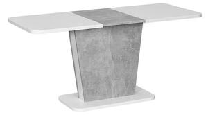 Rozkládací jídelní stůl FERKO - 110x68 cm, matný bílý / šedý beton
