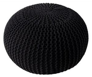 Pletený puff LEEDS 50 BLACK Textil | Pletené puffy