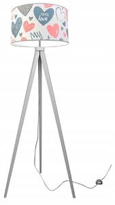 Dětská stojací lampa Heart, 1x bílé textilní stínítko se vzorem, (výběr ze 2 barev konstrukce), p