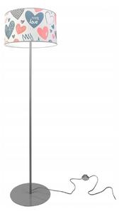 Dětská stojací lampa Heart, 1x bílé textilní stínítko se vzorem, (výběr ze 2 barev konstrukce), o, p