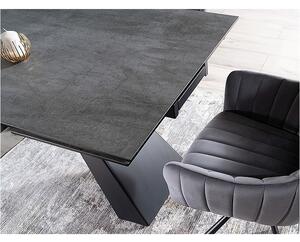 Rozkládací jídelní stůl GEDEON 1 - 160x90, šedý mramor / matný černý