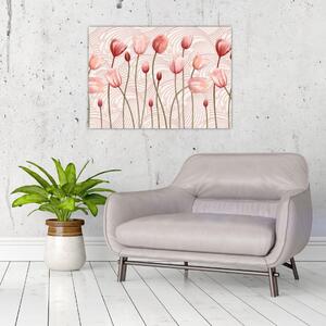 Skleněný obraz - Růžové tulipány (70x50 cm)