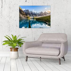 Skleněný obraz - Kanada, Národní park Banff, Moraine Lake (70x50 cm)