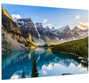 Skleněný obraz - Kanada, Národní park Banff, Moraine Lake (70x50 cm)
