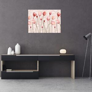 Skleněný obraz - Růžové tulipány (70x50 cm)