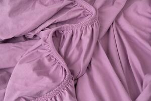 PovlečemeVás Luxusní bavlněné JERSEY prostěradlo s lycrou 180x200 cm - fialová