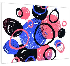Skleněný obraz - Motiv s kruhy v živých barvách (70x50 cm)