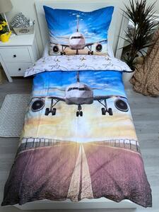 Jerry Fabrics Bavlněné povlečení 140x200 + 70x90 cm - Letadlo "Explore The World"
