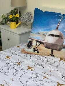 Jerry Fabrics Bavlněné povlečení 140x200 + 70x90 cm - Letadlo "Explore The World"