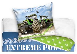 Bavlněné povlečení 140x200 + 70x90 cm - Zelený traktor