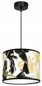 Závěsné svítidlo Gold Flowers, 1x bílé textilní stínítko s květinovým vzorem, (výběr ze 2 barev konstrukce)