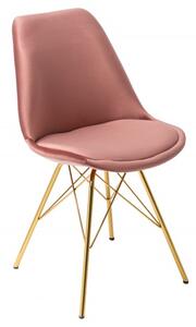 Jídelní židle SCANDINAVIA RETRO tmavě růžová / zlatá skladem