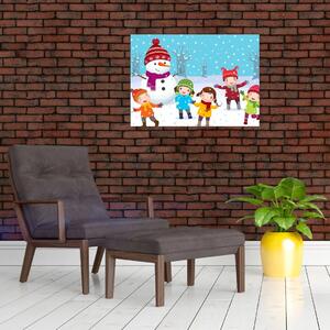 Obraz - Zimní dětské radovánky (70x50 cm)