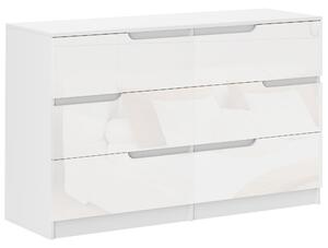 HOMCOM Komoda se 6 zásuvkami Moderní komoda do ložnice s protiskluzovou zásuvkou do obývacího pokoje a chodby 120x40x75 cm Bílá | Aosom