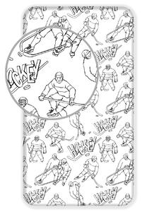 Jerry Fabrics Bavlněné napínací prostěradlo 90x200 + 25cm - Lední hokej
