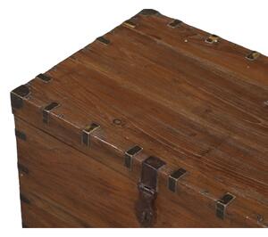 Starožitná truhla z teakového dřeva, železné kování, 80x50x55cm