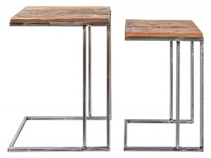 2SET odkládací stolek BARRACUDA 45/35 CM masiv recyklované dřevo skladem