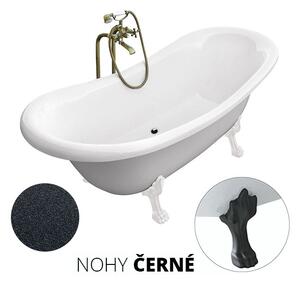 Besco Volně stojící vana ze sanitárního kompozitu Amelia Glam G 190x77 bez přepadu Typ a barva výpustě: bez odpadového sifonu, Barva podpěrných nožek: Černá mat