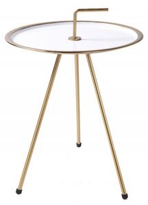 Simply Clever odkládací stolek posuvný zlatá/bílá Ø42 cm