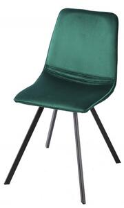 FurniGO Designová židle Amsterdam samet smaragdově zelená