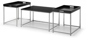 Konferenční stolek Elements set 3ks černý s podnosy