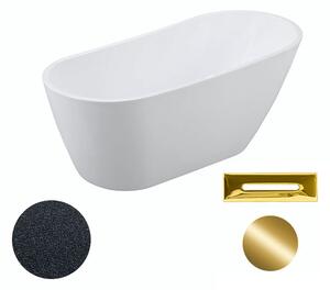 Besco Akrylátová volně stojící vana Melody Glam G 150x80 (170x80) Barva: Bílá/grafit, Rozměry (cm): 170x80, Typ a barva výpustě: Click-Clack s přepadem, zlatá