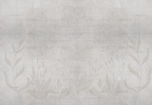 Fototapeta - Beton s květy (245x170 cm)