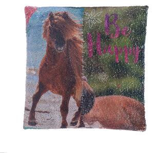 Jerry Fabrics Povlak na polštářek s flitry 40x40 cm - Kůň "Heart"