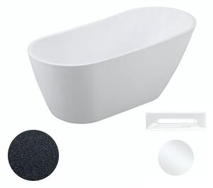 Besco Akrylátová volně stojící vana Melody Glam G 150x80 (170x80) Barva: Bílá/grafit, Rozměry (cm): 150x80, Typ a barva výpustě: Click-Clack s přepadem, bílá