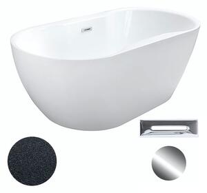 Besco Akrylátová volně stojící vana Navia Glam G 140x75 (150x80, 160x80) Barva: Bílá/grafit, Rozměry (cm): 160x80, Typ a barva výpustě: Click-Clack s přepadem, chrom