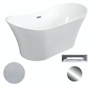 Besco Akrylátová volně stojící vana Amber Glam S 170x80 Barva: Bílá/stříbrná, Rozměry (cm): 170x80, Typ a barva výpustě: Click-Clack s přepadem, chrom