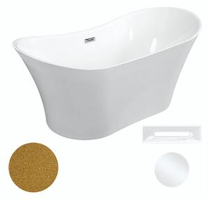 Besco Akrylátová volně stojící vana Amber Glam Z 170x80 Barva: Bílá/zlatá, Rozměry (cm): 170x80, Typ a barva výpustě: Click-Clack s přepadem, bílá