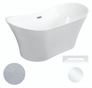 Besco Akrylátová volně stojící vana Amber Glam S 170x80 Barva: Bílá/stříbrná, Rozměry (cm): 170x80, Typ a barva výpustě: Click-Clack s přepadem, bílá
