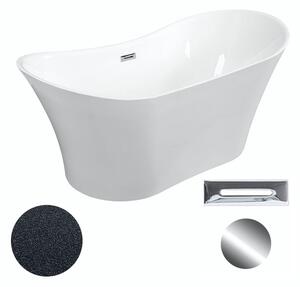 Besco Akrylátová volně stojící vana Amber Glam G 170x80 Barva: Bílá/grafit, Rozměry (cm): 170x80, Typ a barva výpustě: Click-Clack s přepadem, chrom