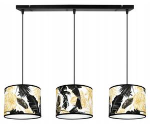 Závěsné svítidlo Gold Flowers, 3x bílé textilní stínítko s květinovým vzorem, (výběr ze 2 barev konstrukce)
