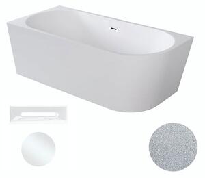 Besco Akrylátová volně stojící rohová vana Zoya Glam S 150x75 (170x80) bílá/stříbrná Rozměry (cm): 170x80, Typ a barva výpustě: Click-Clack s přepadem, bílá, Orientace: Levá