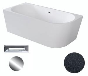 Besco Akrylátová volně stojící rohová vana Zoya Glam G 150x75 (170x80) bílá/grafit Rozměry (cm): 150x75, Typ a barva výpustě: Click-Clack s přepadem, chrom, Orientace: Levá