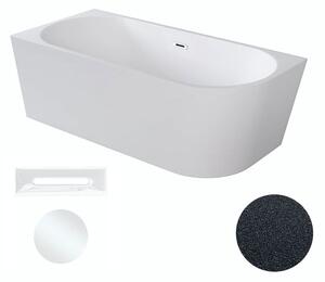Besco Akrylátová volně stojící rohová vana Zoya Glam G 150x75 (170x80) bílá/grafit Rozměry (cm): 170x80, Typ a barva výpustě: Click-Clack s přepadem, bílá, Orientace: Levá