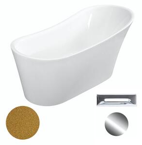 Besco Akrylátová volně stojící vana Calima Glam Z 170x74 Barva: Bílá/zlatá, Rozměry (cm): 170x74, Typ a barva výpustě: Click-Clack s přepadem, chrom