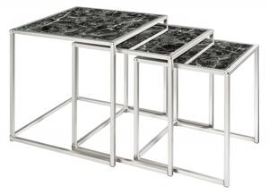 3SET konferenční-odkládací stolek ELEMENTS BLACK skleněný mramor Nábytek | Obývací pokoj | Konferenční stolky | Všechny konferenční stolky