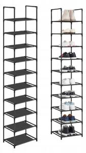 Botník na nožkách s policemi Songmics 45 x 174 x 30 cm, černá