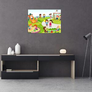 Obraz dětských radovánek na pískovišti (70x50 cm)