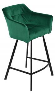 Barová židle LOFT 100 CM zelená samet Nábytek | Jídelní prostory | Barové židle