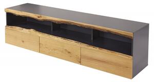 Televizní stolek WILD OAK 180 CM šedý masiv dub Nábytek | Obývací pokoj | Televizní stolky