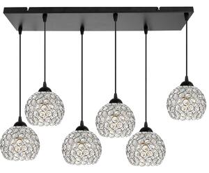Závěsné svítidlo Crystal, 5x stříbrné křišťálové stínítko