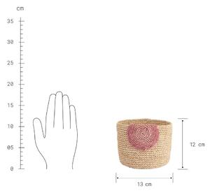 ISALO Košík háčkovaný 13 cm - přírodní/růžová