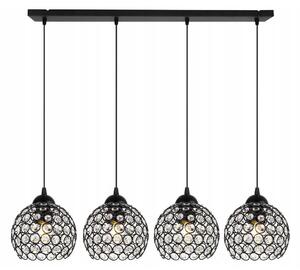 Závěsné svítidlo Crystal, 4x černé křišťálové stínítko
